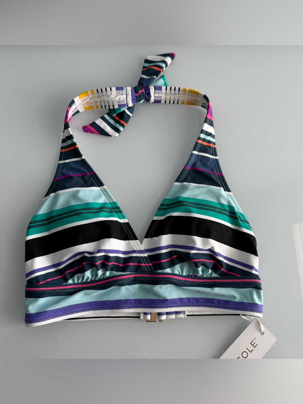 Anne Cole Women’s Multicolor Striped Halter Bikini Top Size XS